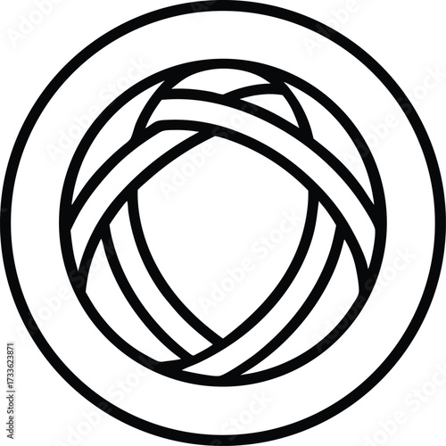 two intertwined rings minimal icon illustration on transparent background
