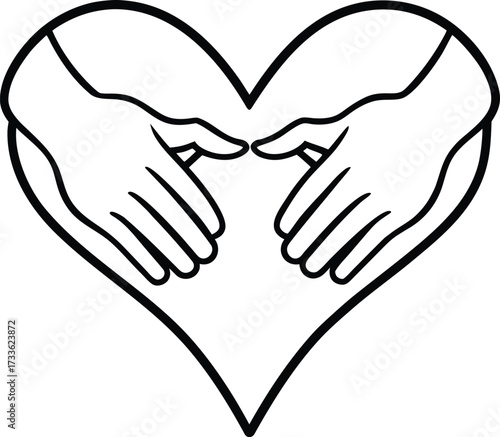 two hands forming heart illustration on transparent background