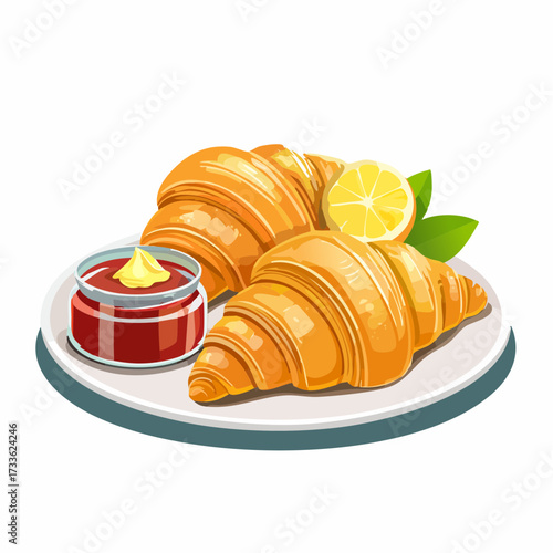 Traditional French breakfast with pastry.
