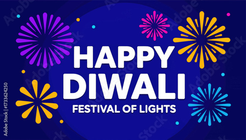 Vibrant Diwali celebration with colorful fireworks and festive lights