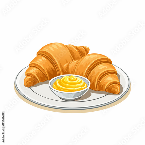 Traditional French breakfast with pastry.