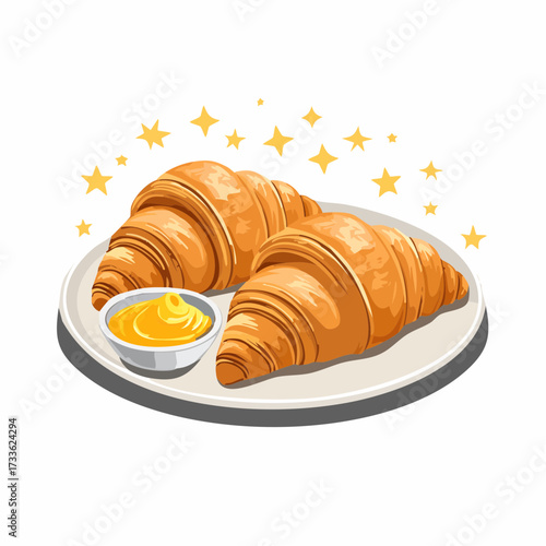 Traditional French breakfast with pastry.