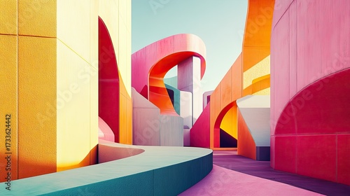 Vibrant Architectural Abstract: A Symphony of Color and Form