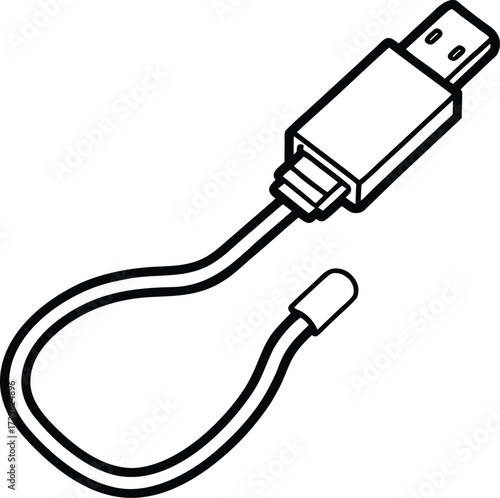 usb c connector cable illustration on transparent background