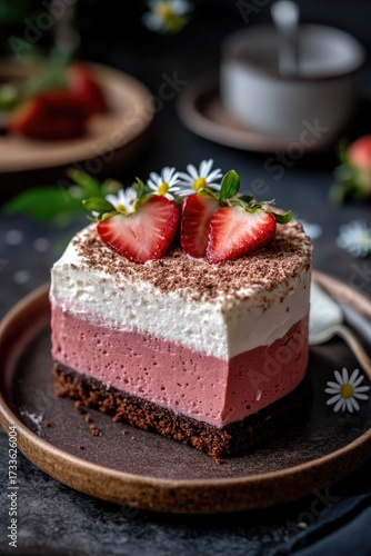 Wallpaper Mural Layered strawberry dessert topped with berries and chocolate Torontodigital.ca