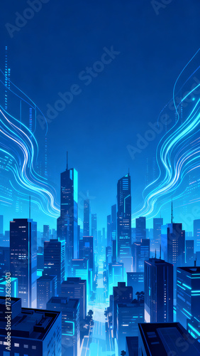 Futuristic City Night Scene