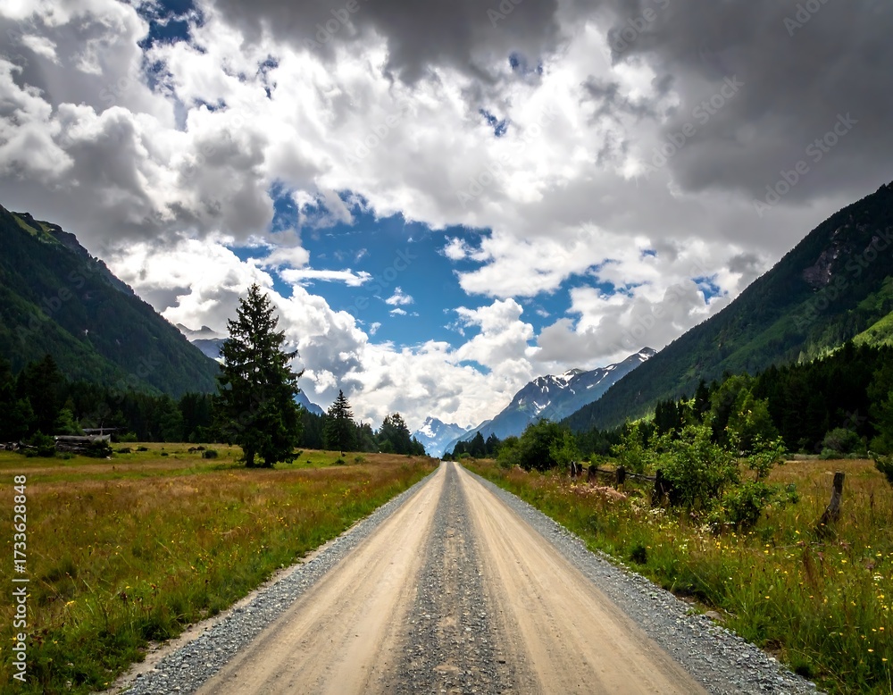 Naklejka premium Scenic mountain road through a valley