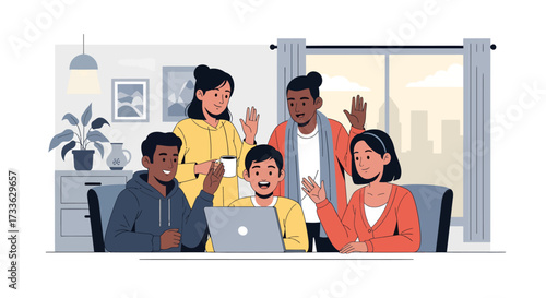 Diverse Team Collaboration A Group of Friends Working and Celebrating Success Together