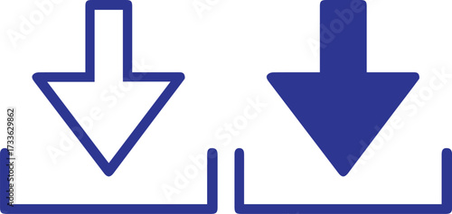 Obraz na plátne simple blue arrow icon, minimalist arrow symbol, downloadable file icon, arrow p
