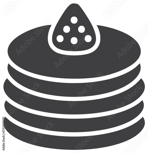 Pancakes stack with fresh strawberry topping breakfast food flat icon