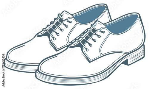 Pair of classic lace up men's dress shoes vector graphic illustration