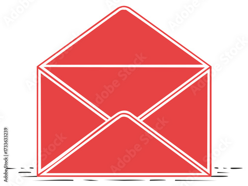 Open red envelope vector icon illustration for mail message or invitation