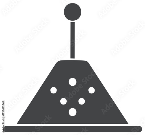 Simple graphic representation of a vintage game controller joystick with a ball top