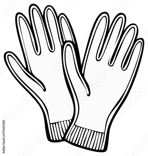 Pair of Black and White Illustration Gloves