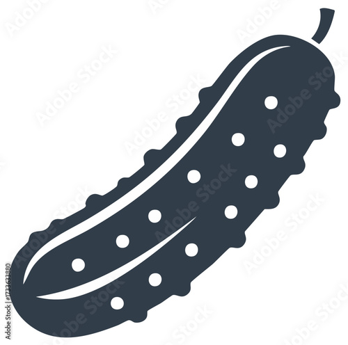 Isolated fresh pickle, dark blue outline with white dots, healthy vegetarian food