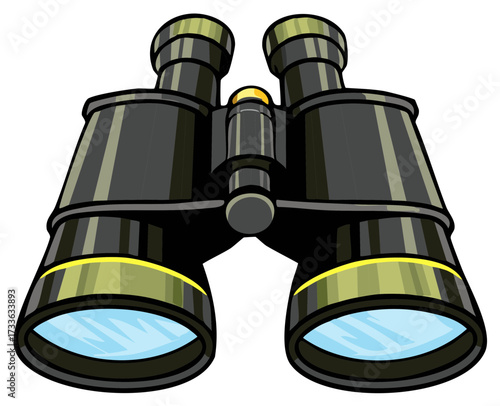 Cartoon Binoculars Illustration. Optical Equipment for Observation or Searching.