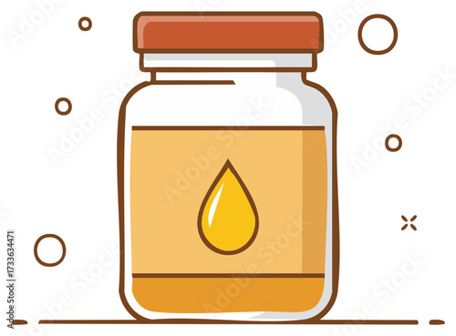 Sweet Honey Jar with Golden Drop Label and Lid