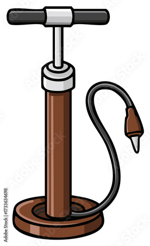Portable hand pump illustration for inflating tires balloons and sporting goods