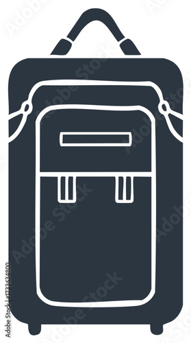 Dark Blue Suitcase Icon Vector Illustration Representing Travel Vacation and Journey Concepts