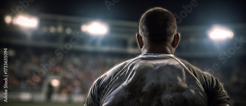 Man at night game in stadium