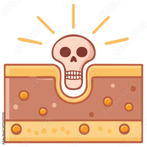 Clogged Pore Skin Section with Skull Shaped Plug Health Problems Icon