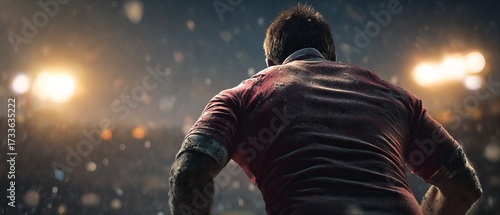 Athlete in action at night game