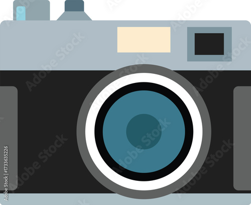 A flat digital camera icon vector illustration, symbolizing modern photographic equipment and web technology