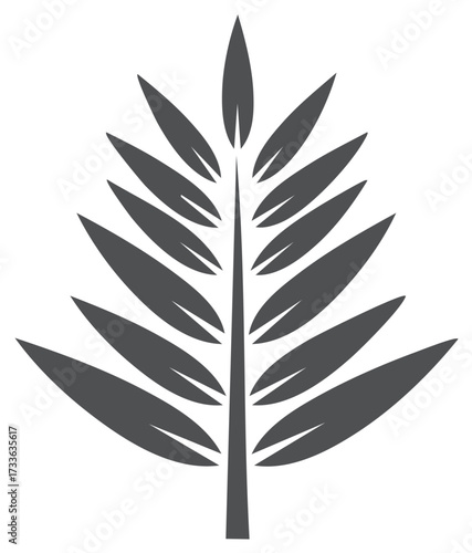 Leafy Frond Silhouette Gray Scale Design Element Plant Branch Nature Minimalist