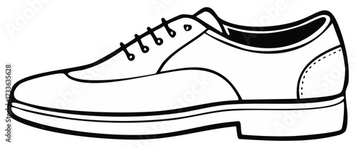 Isolated classic leather shoe illustration laced monochrome footwear design