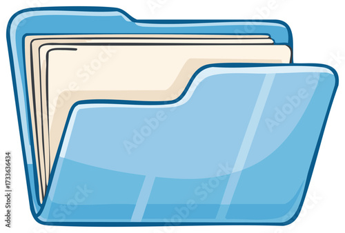 Open folder illustration of documents inside file cabinet
