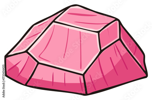 Vibrant Pink Gemstone with Facets and Shimmering Highlights