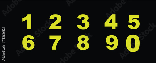 Math basic alphabet 1 to 9 numbers set of shiny gold vector 3D font text numbers and symbols design