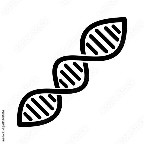 Simple dna helix black symbol representing genetics, molecular biology, research, or biotechnology on a white background.