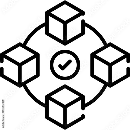 Blockchain Network Outline Icon