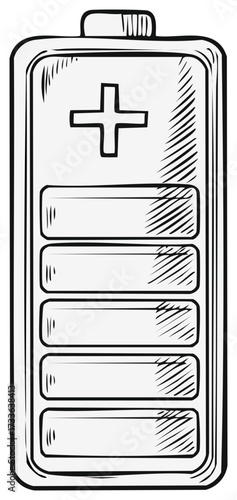Hand-drawn battery with plus sign and power level indicator