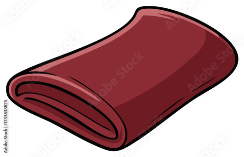 Rolled Burgundy Fabric Material Illustration Simple Flat Design Folded Textile