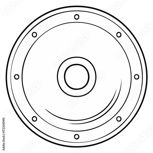 Shield Outline Illustration Round Metal Medieval Armor Weapon Design Element