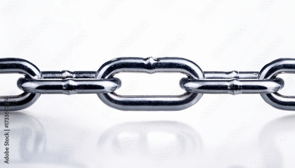 Fototapeta premium Closeup Of A Metallic Chain Link On A White Background