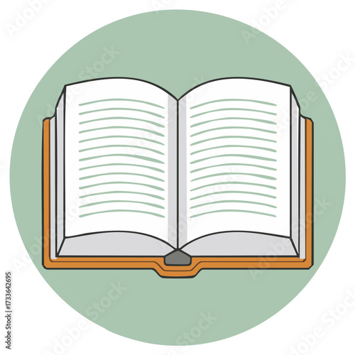 Open hardcover book with blank lined pages and an orange cover