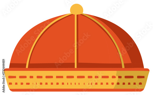 Festive red and yellow hat illustration cultural symbol design