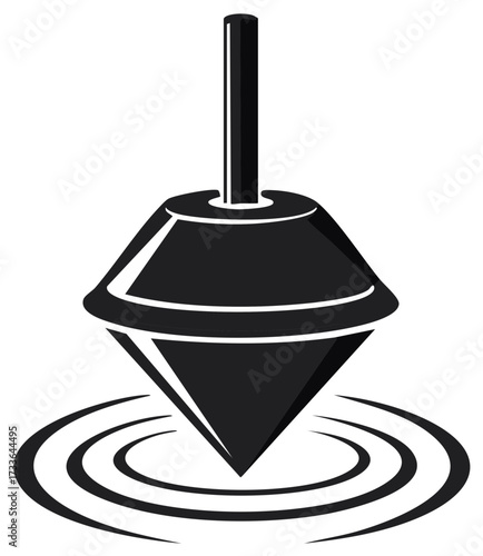 Spinning top vector graphic with circular waves, abstract illustration
