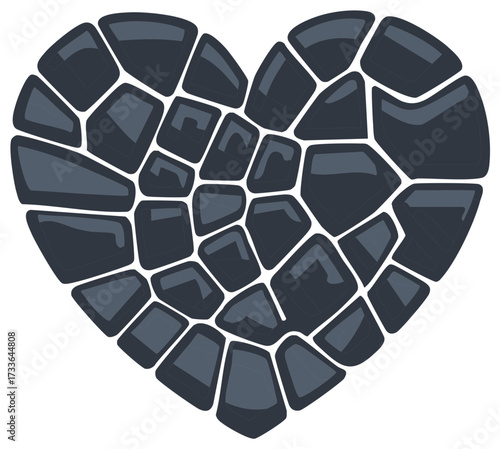Abstract Heart Formed from Geometric Stone Fragments