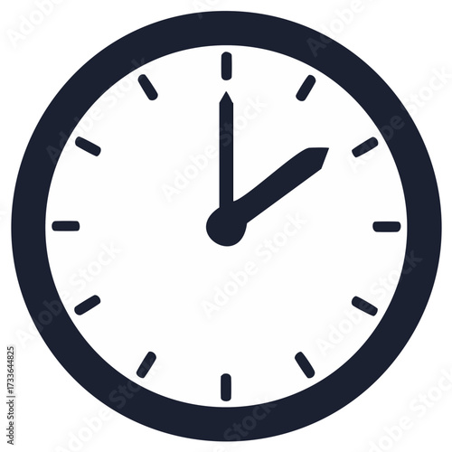 Simple clock icon showing two o'clock. Flat vector illustration for time management and scheduling concepts.