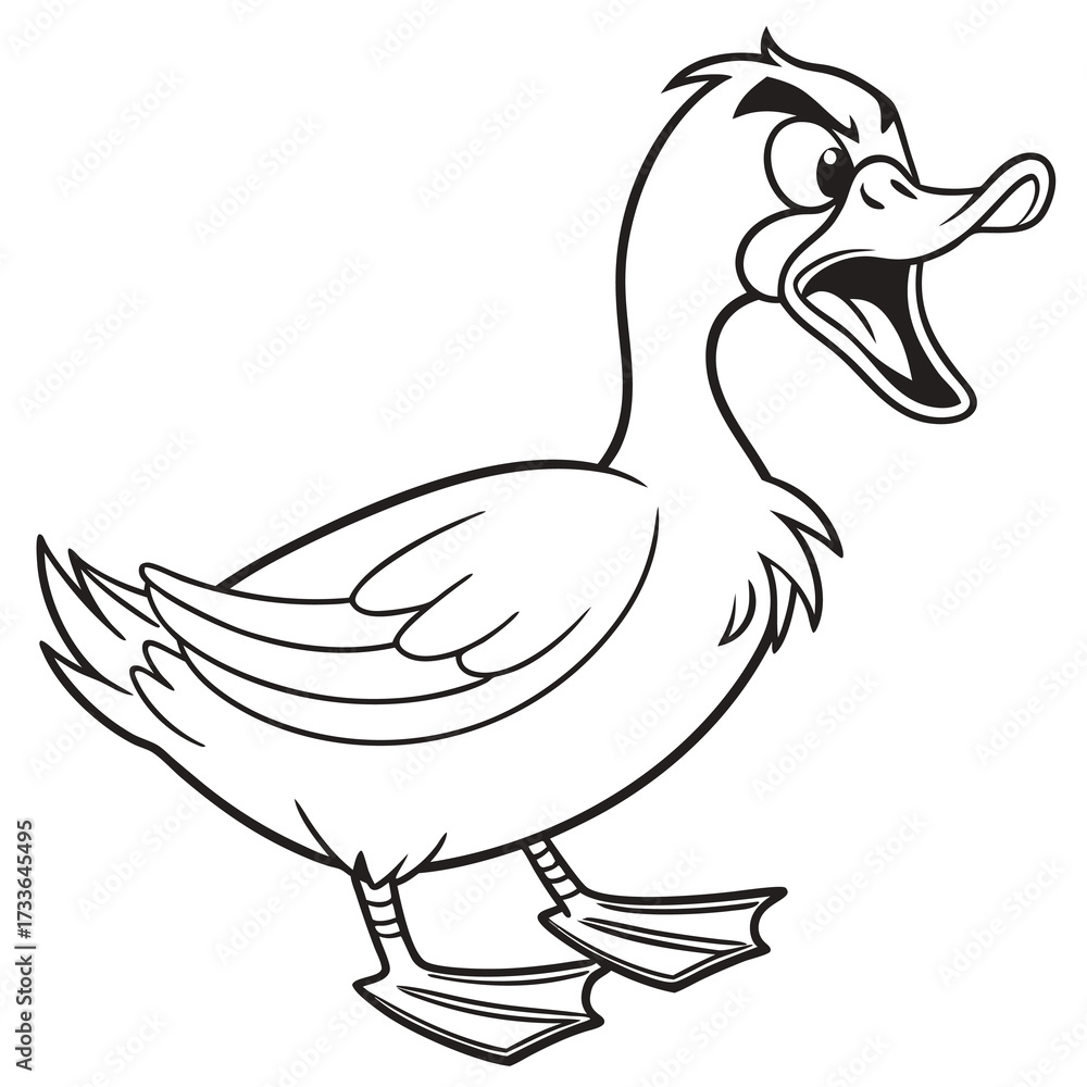 Obraz premium hand drawn vector illustration of a duck