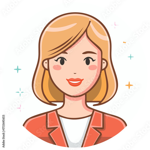 Smiling Professional Blonde Woman in Business Blazer, Friendly Vector Avatar Illustration