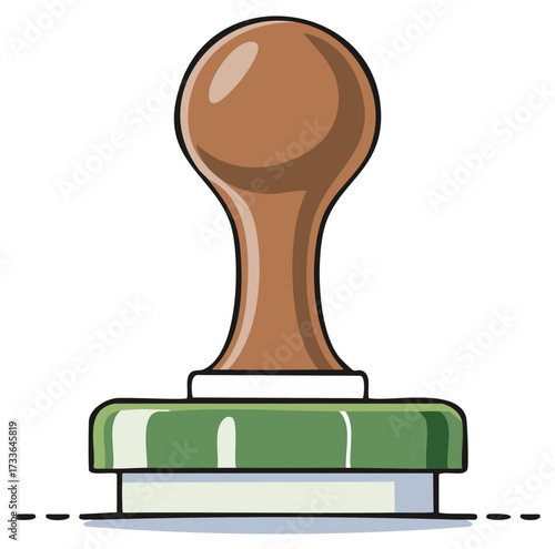 Rubber Stamp With Wooden Handle Ready For Approval Or Validation