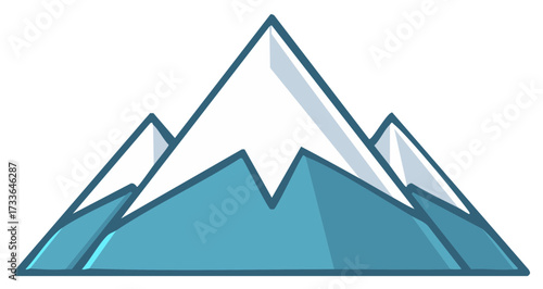 Stylized blue mountain range with snow capped peaks vector illustration logo