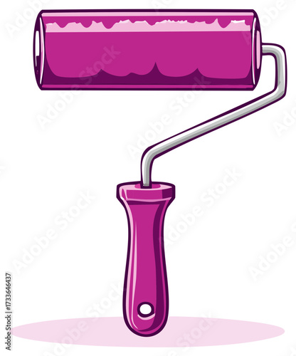 Magenta Paint Roller Tool, Home Improvement Painting Equipment, Interior Decorating, DIY Project and Surface Treatment