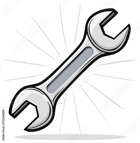 Cartoon Wrench Tool Illustration for Repair Work and Construction Projects