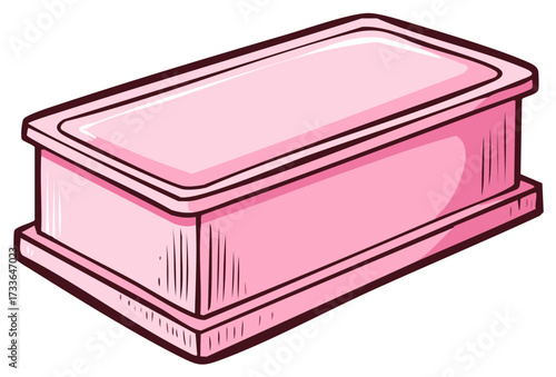 Cute pink rectangular box with a lid simple cartoon illustration